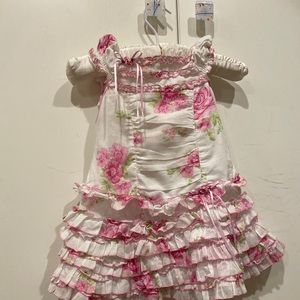 Biscotti Girls dress - white & pink floral